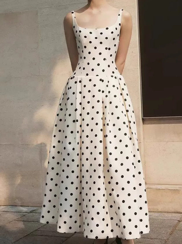 Classic Polka Dot Corset Full Dress - White & Black