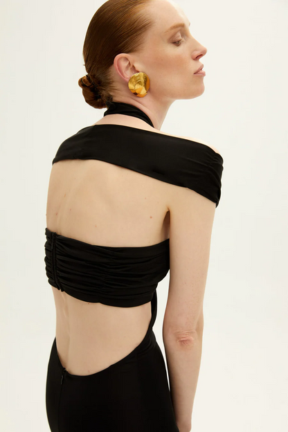 Black Multi-Strap Cutout Maxi Dress