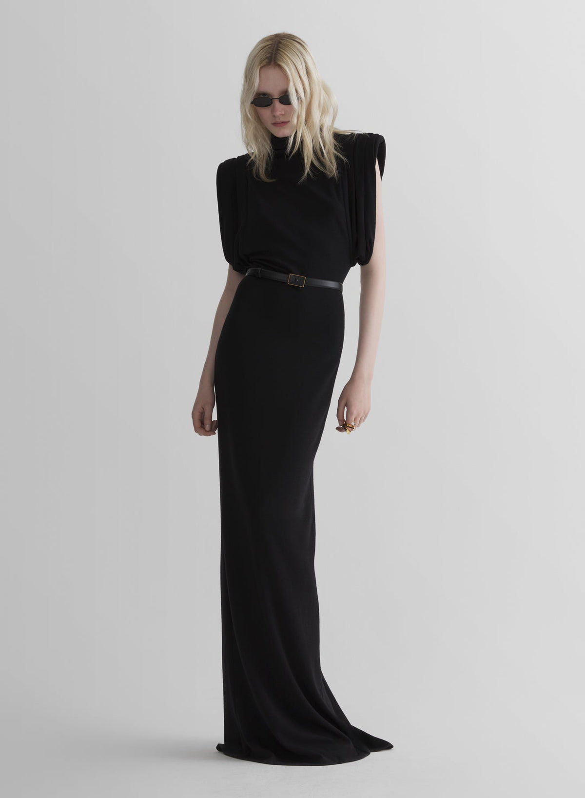 Avant-Garde Black High-Neck Evening Gown