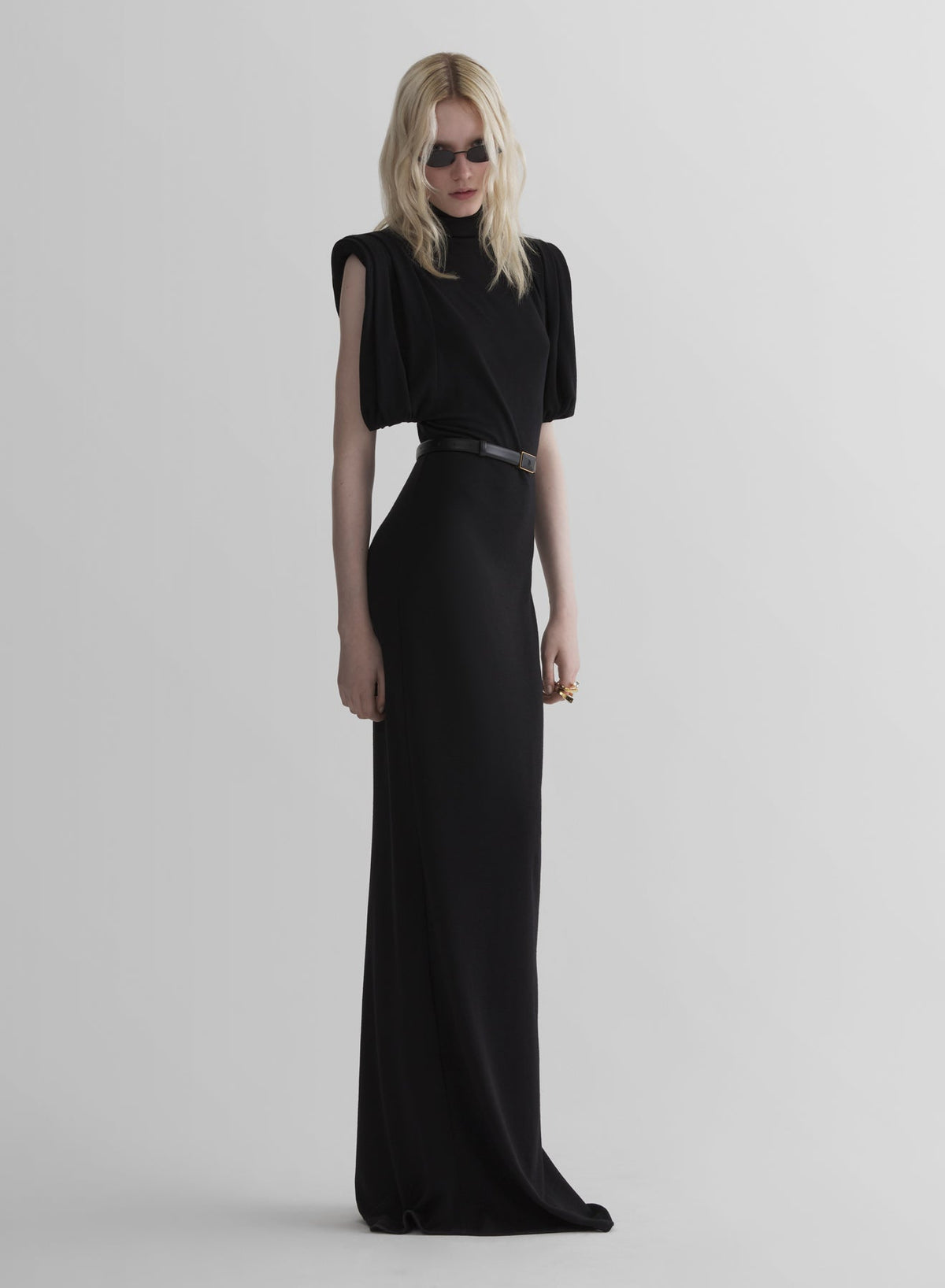 Avant-Garde Black High-Neck Evening Gown
