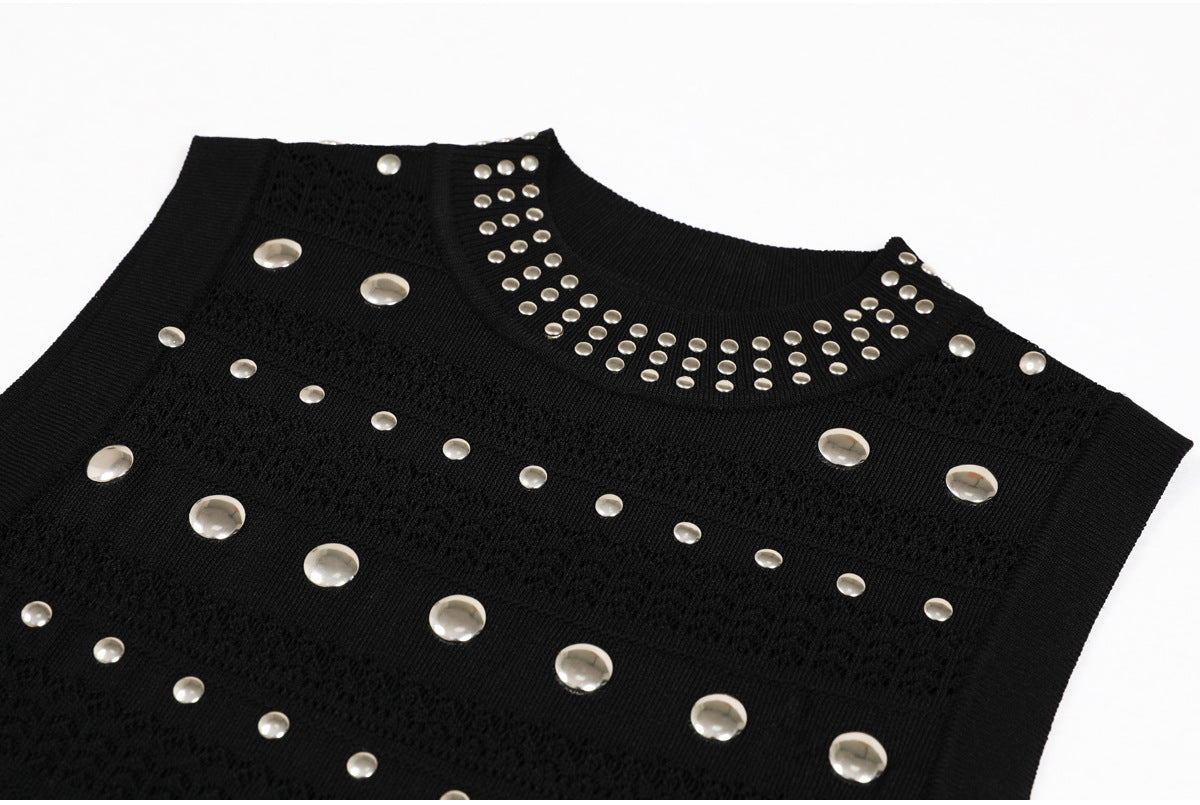 Studded Knit Column Gowns in Earthy Tones