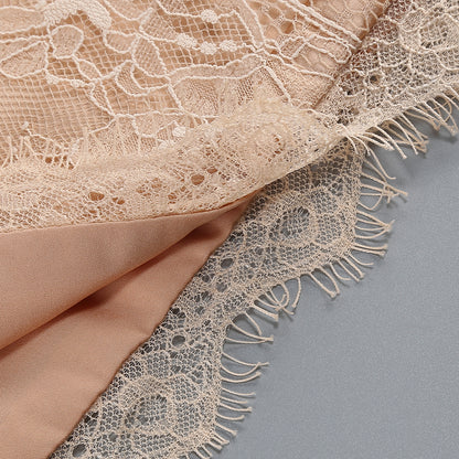 Romantic Ruffled Lace Corset Mini Dress - Soft Apricot
