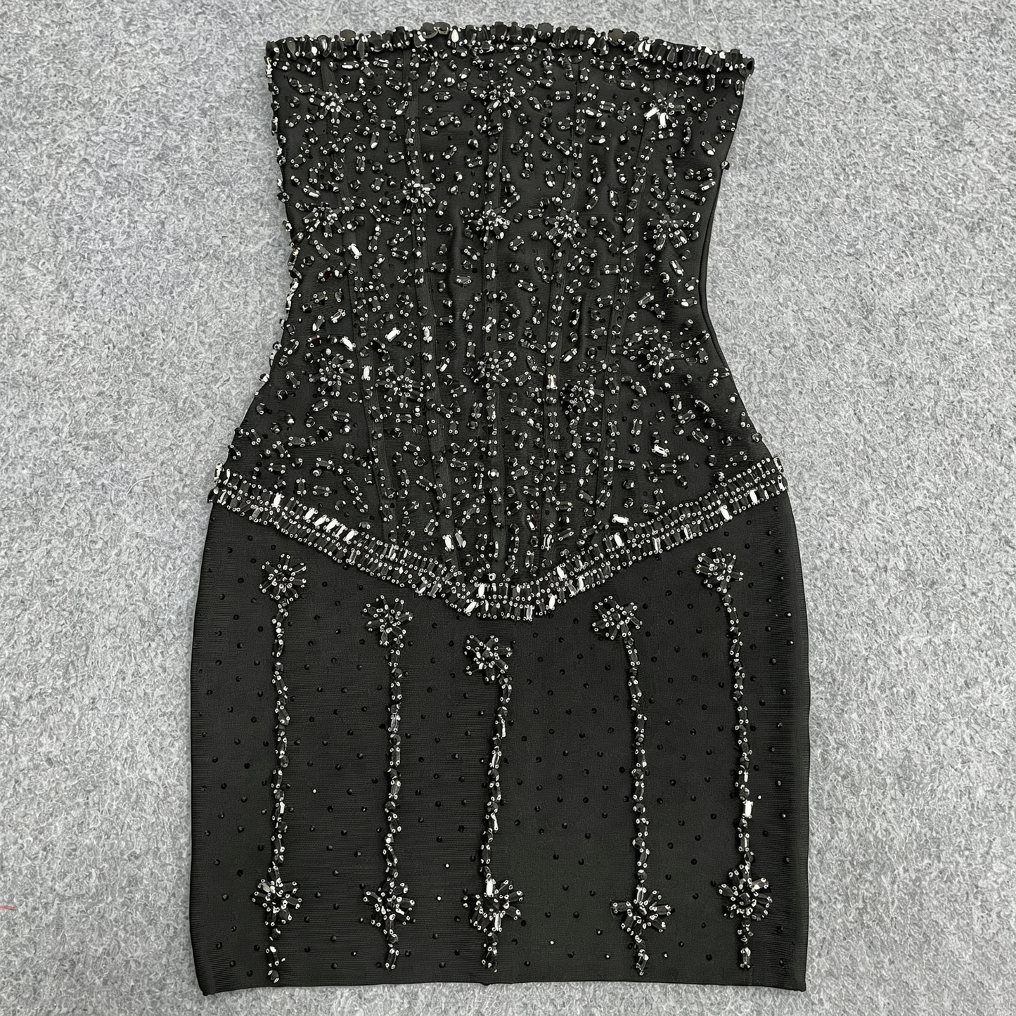 Crystal Embellished Strapless Corset Mini Dress