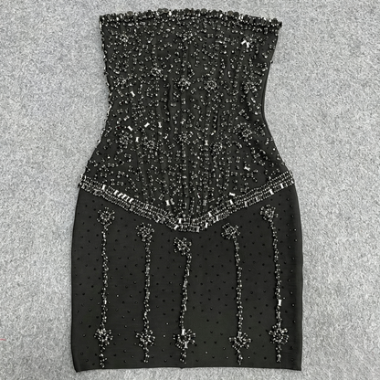 Crystal Embellished Strapless Corset Mini Dress