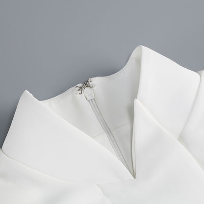 Architectural Crossover Tailored Mini Dress - Pristine White