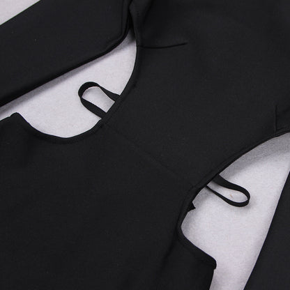 Obsidian Power Shoulder Cutout Midi Dress