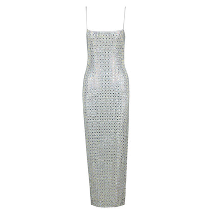 Radiant Rhinestone Spaghetti Strap Evening Gown