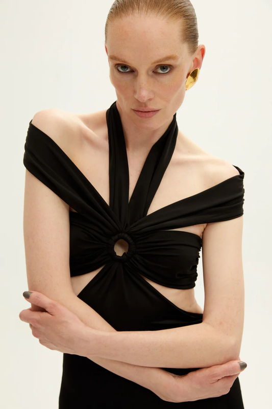 Black Multi-Strap Cutout Maxi Dress