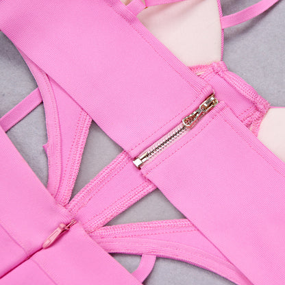 Vibrant Pink Mesh Cutout Wide-Leg Jumpsuit
