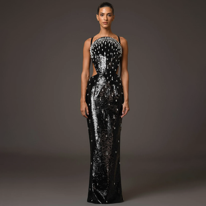 Black Diamond Cut-Out Evening Dress