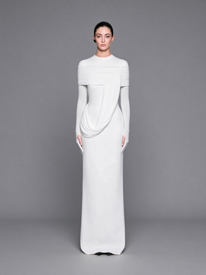 High-Neck Gown with Illusion Sleeves