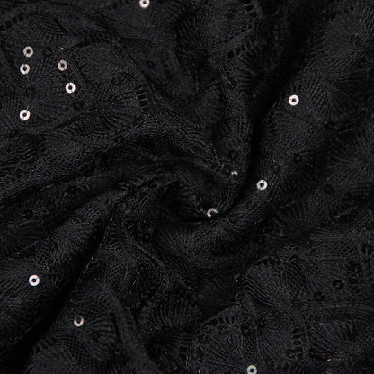 Midnight Glamour Sequin & Velvet Jumpsuit with Feather Cuffs