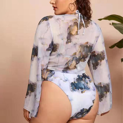 Plus size marble print bikini