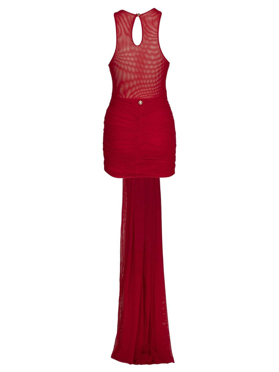 Bold and stunning sleeveless red bodycon dress with a high slit, perfect for evening glamour