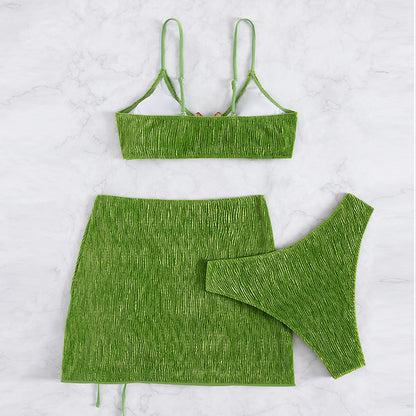 Greass green 3 piece skirt set