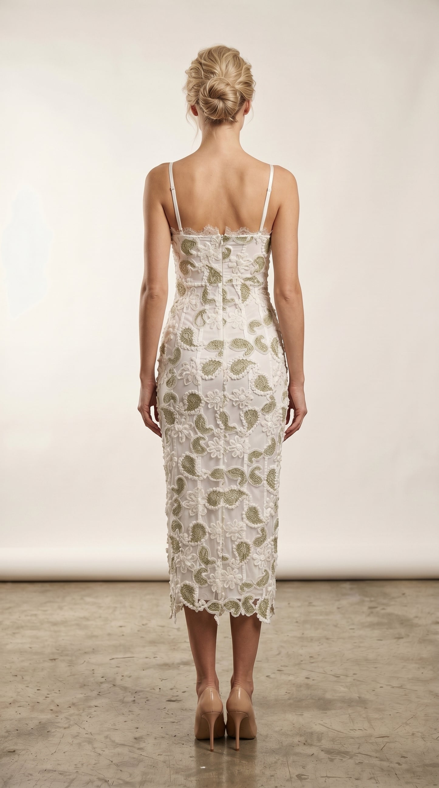 Sophisticated Embroidered Paisley Midi Dress