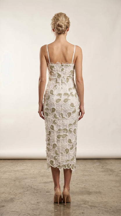 Sophisticated Embroidered Paisley Midi Dress