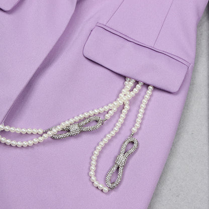 The Lavender Jewel-Accent Blazer Dress