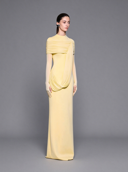 High-Neck Gown with Illusion Sleeves