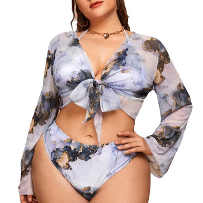 Plus size marble print bikini