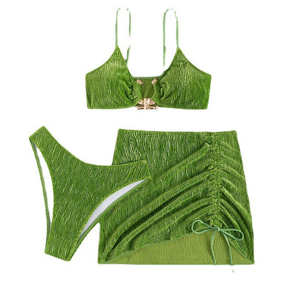 Greass green 3 piece skirt set