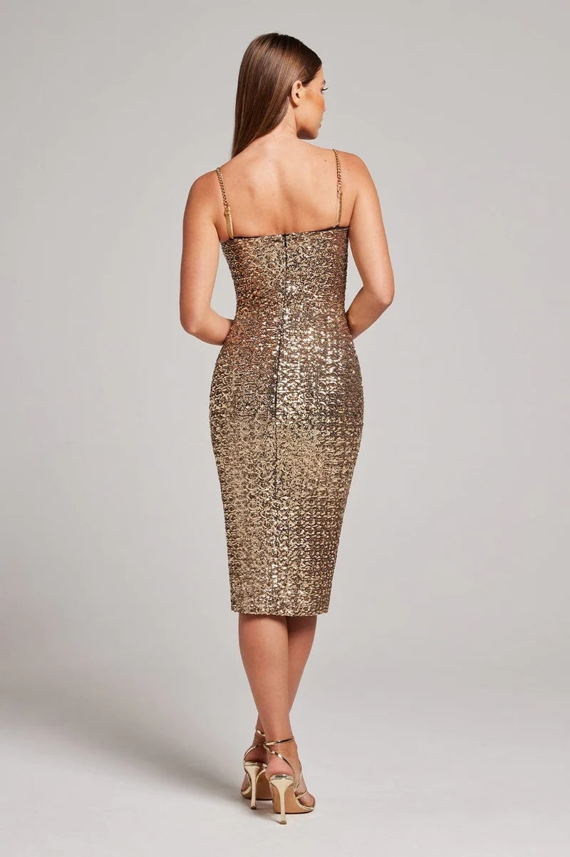 The Champagne Sparkle Sculpted Dress