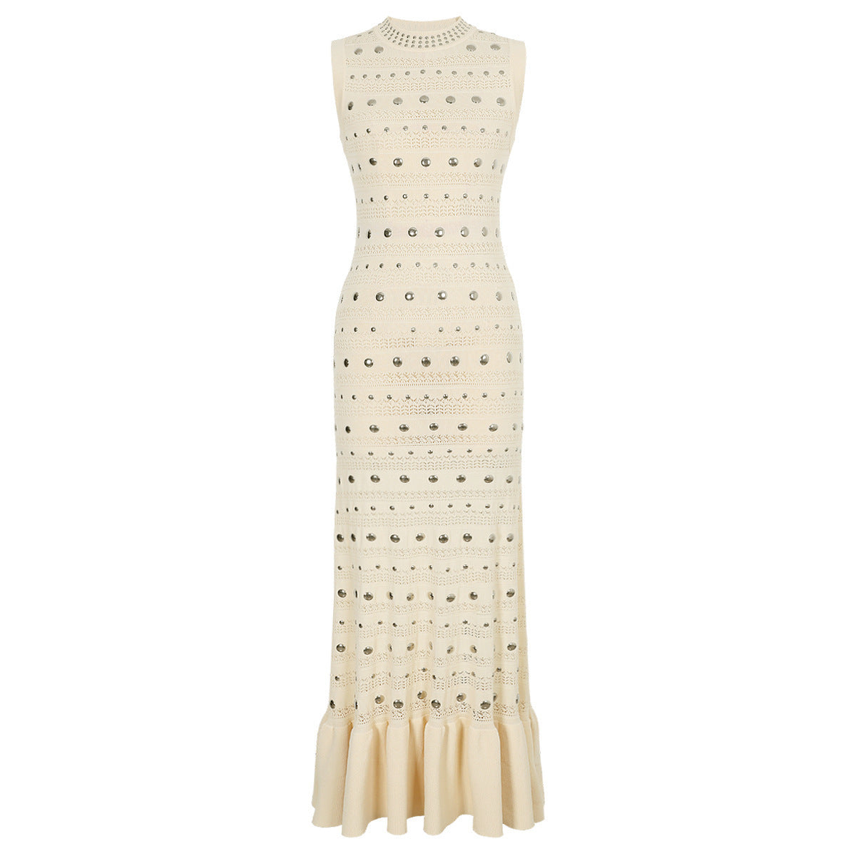 Studded Knit Column Gowns in Earthy Tones