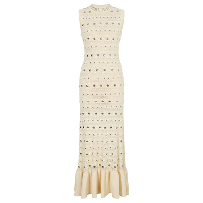 Studded Knit Column Gowns in Earthy Tones