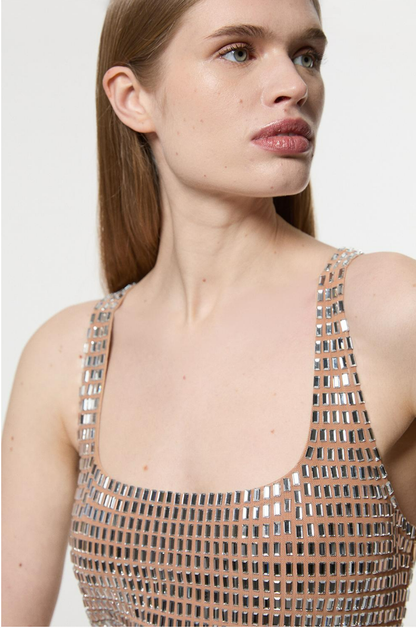 Metallic Mesh Gala Gown