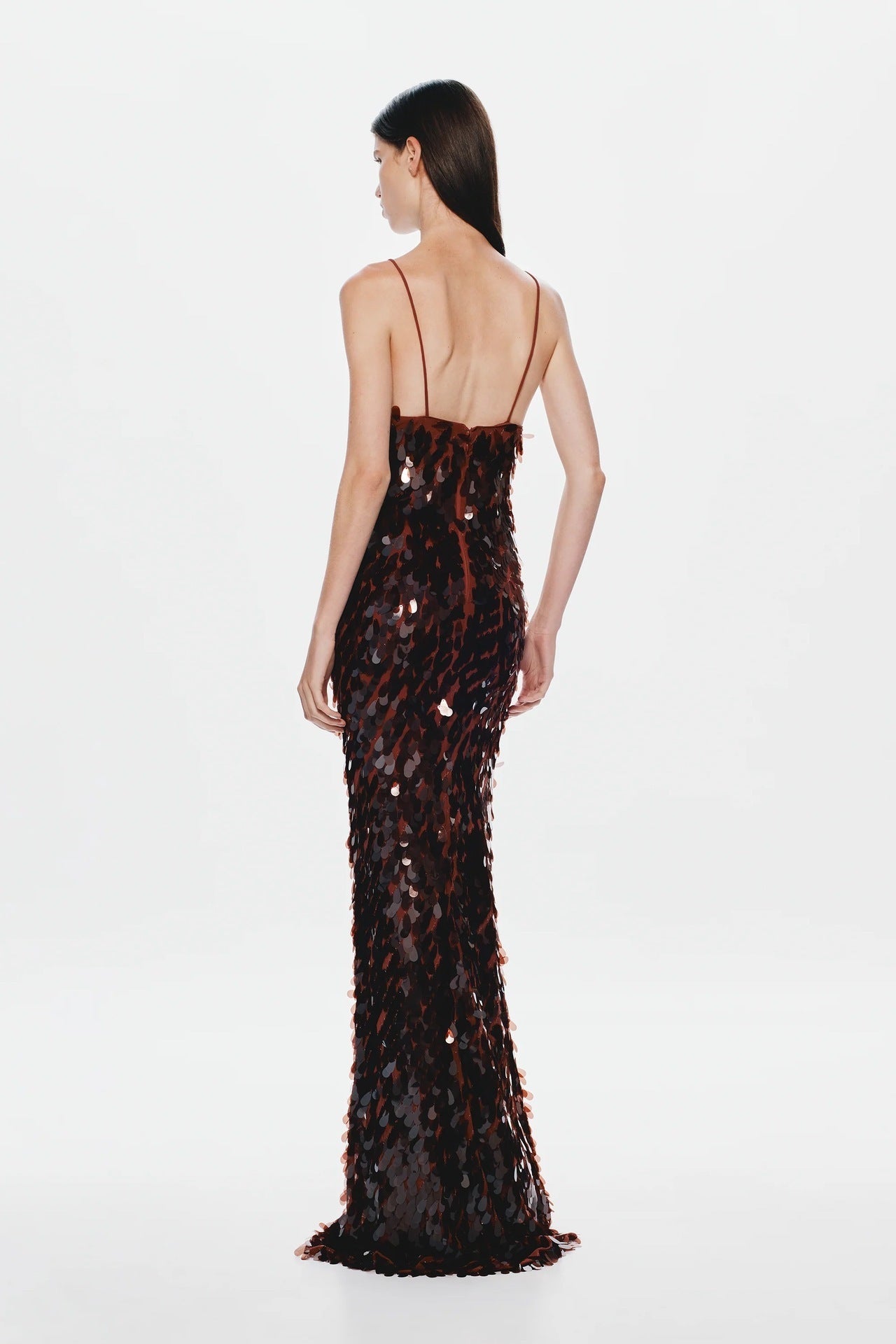 Ember Sequin Floor-Length Gown with Plunging Keyhole Neckline