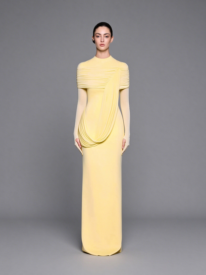 High-Neck Gown with Illusion Sleeves