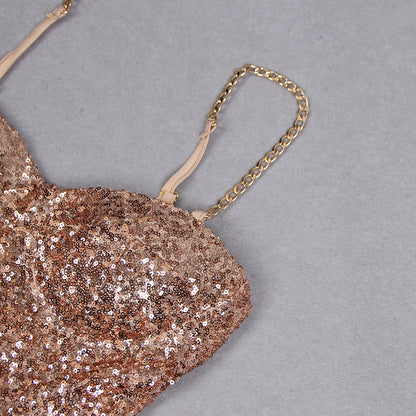 Gilded Glamour Gold Sequin Flared Jumpsuit