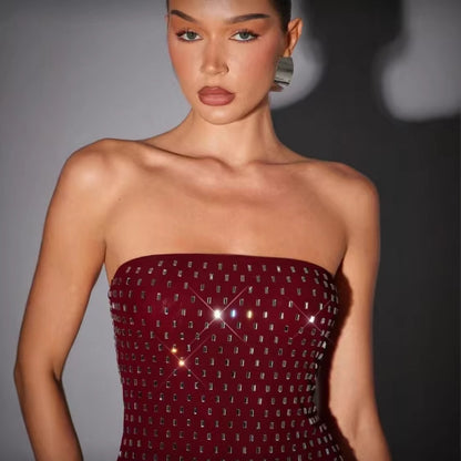 Glamorous Red Embellished Party Dress