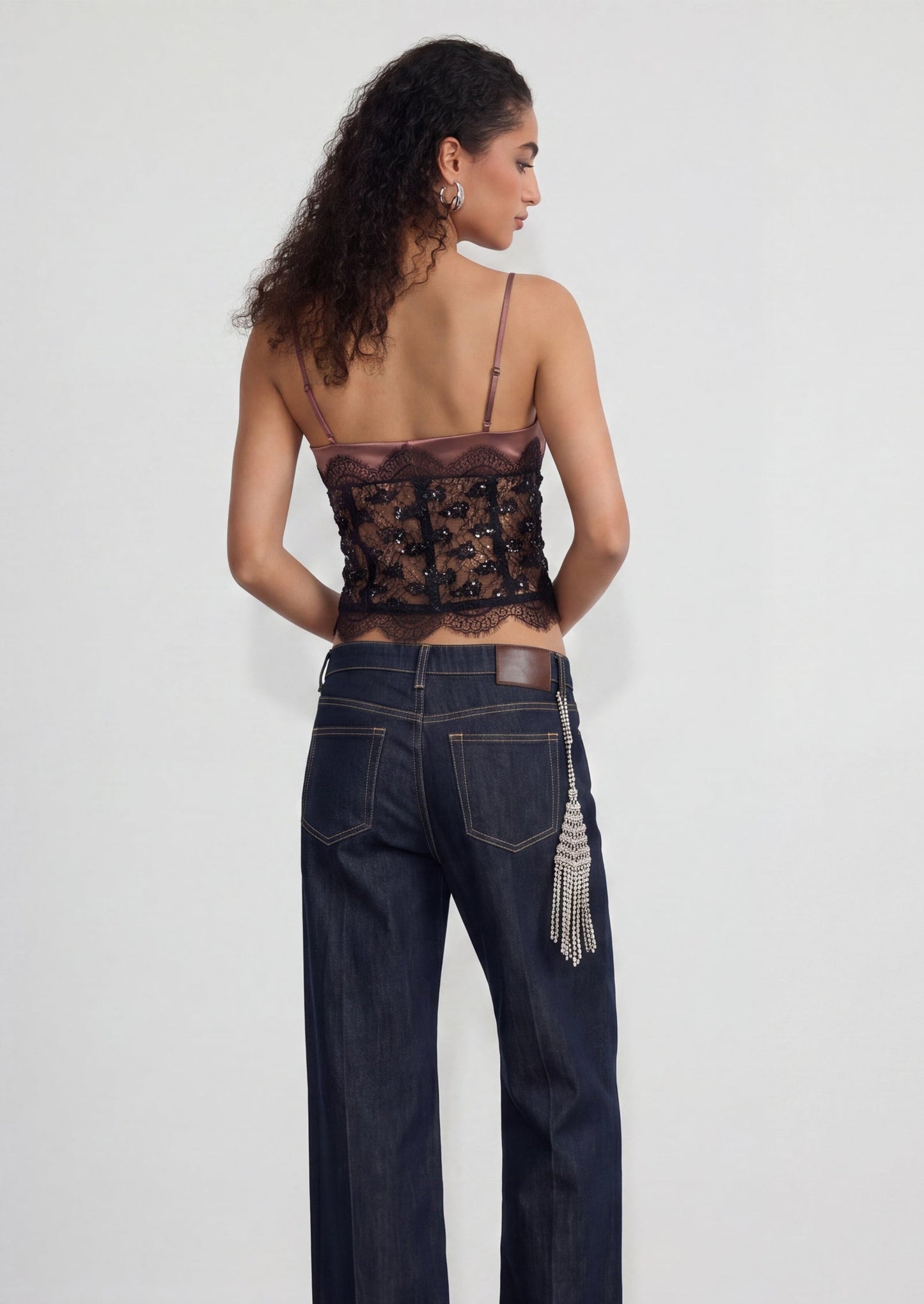 Elegant Satin & Sheer Lace Embellished Corset Top