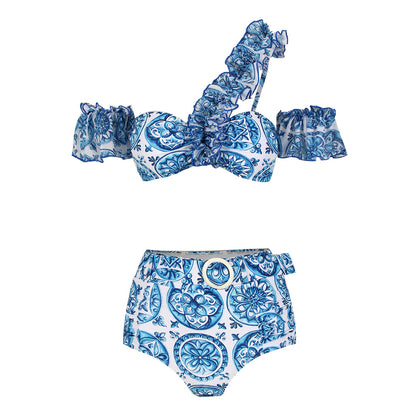 Cross shoulder bikini set