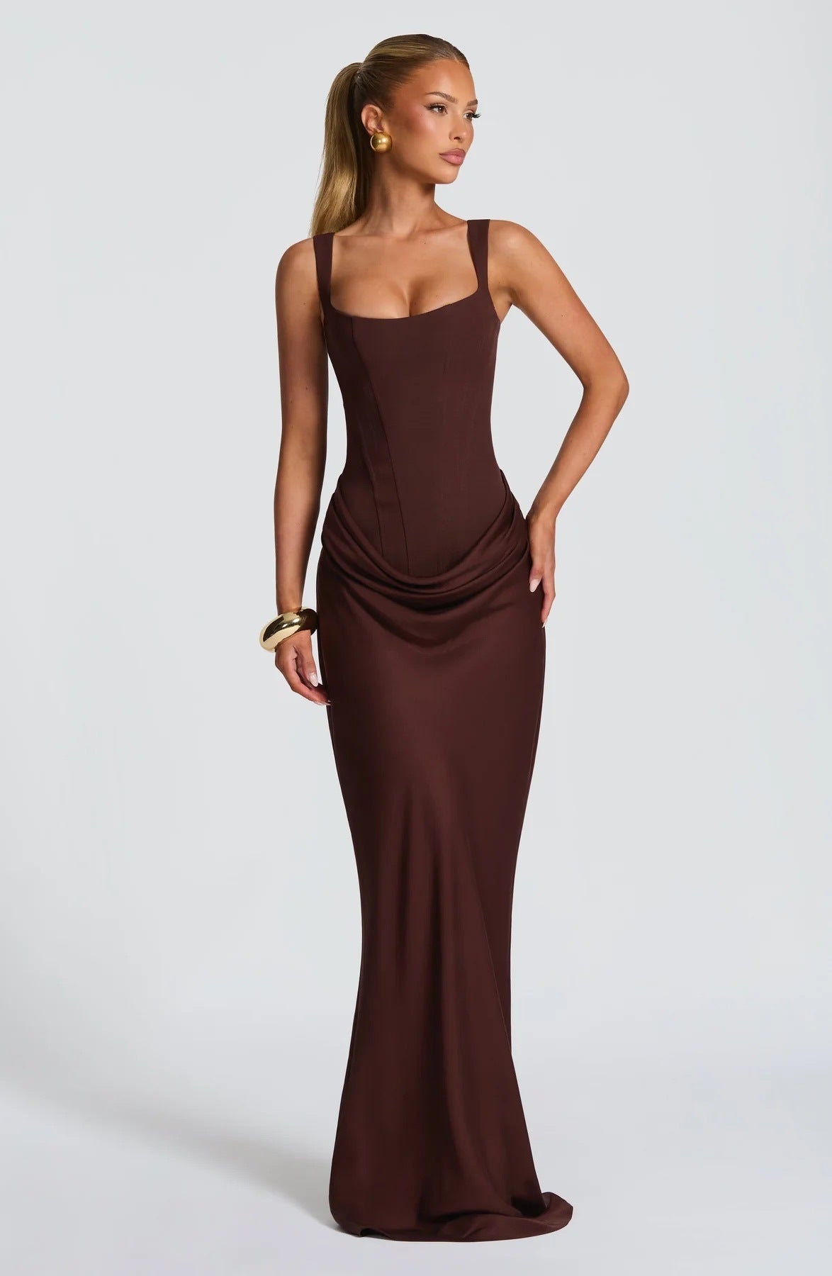 Opulent Satin Curve-Hugging Gown