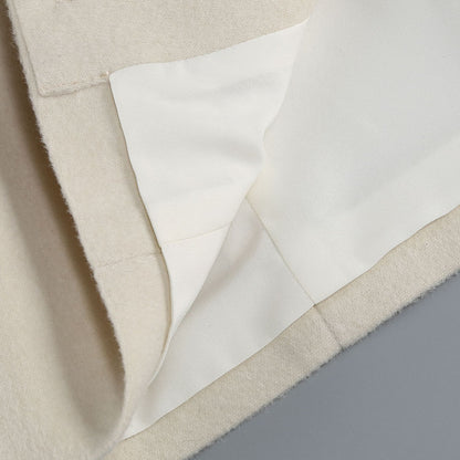 Architectural Asymmetrical Cropped Jacket & Skirt Set - Oat Beige
