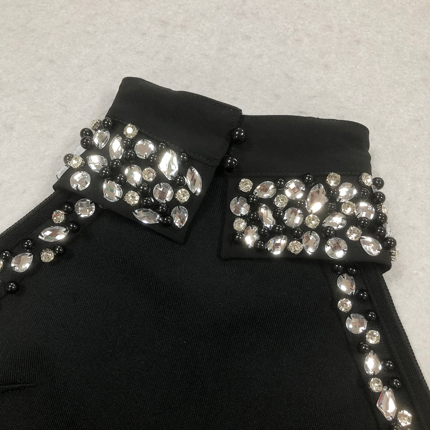 Midnight Elegance Embellished Halter Evening Gown