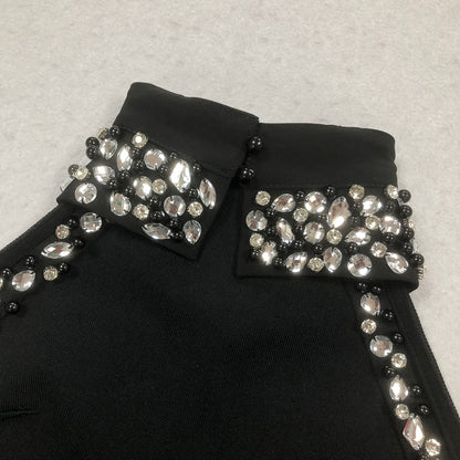 Midnight Elegance Embellished Halter Evening Gown