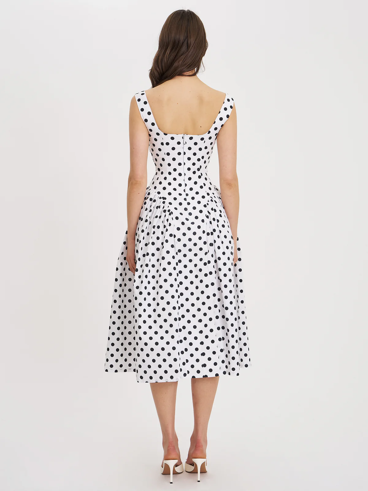 The Polka-Dot Sculpted Midi Gown
