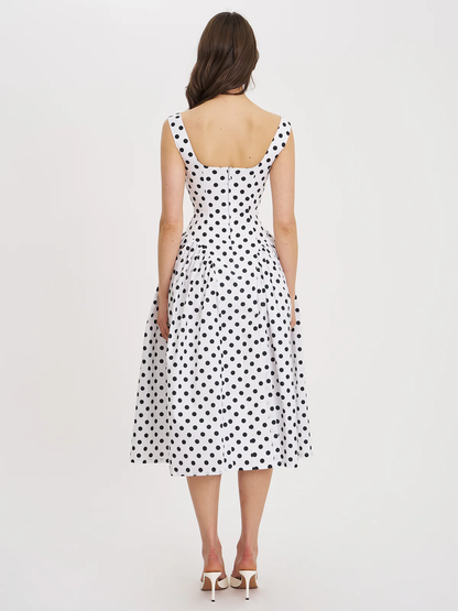 The Polka-Dot Sculpted Midi Gown