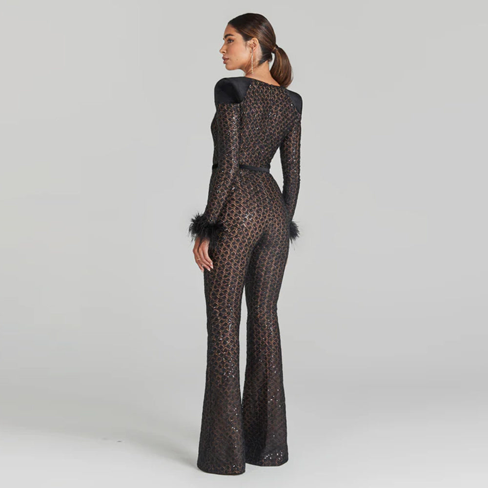 The Architectural Noir Shimmer Jumpsuit