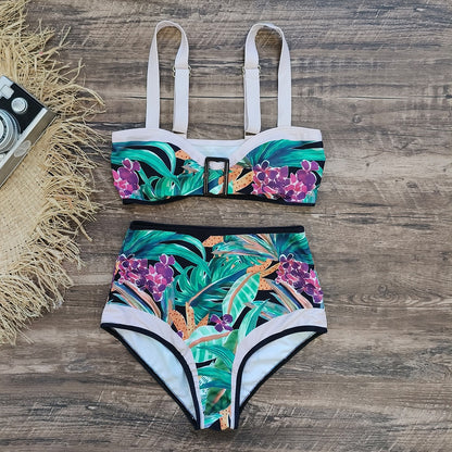 Multi colour bikini with skirt