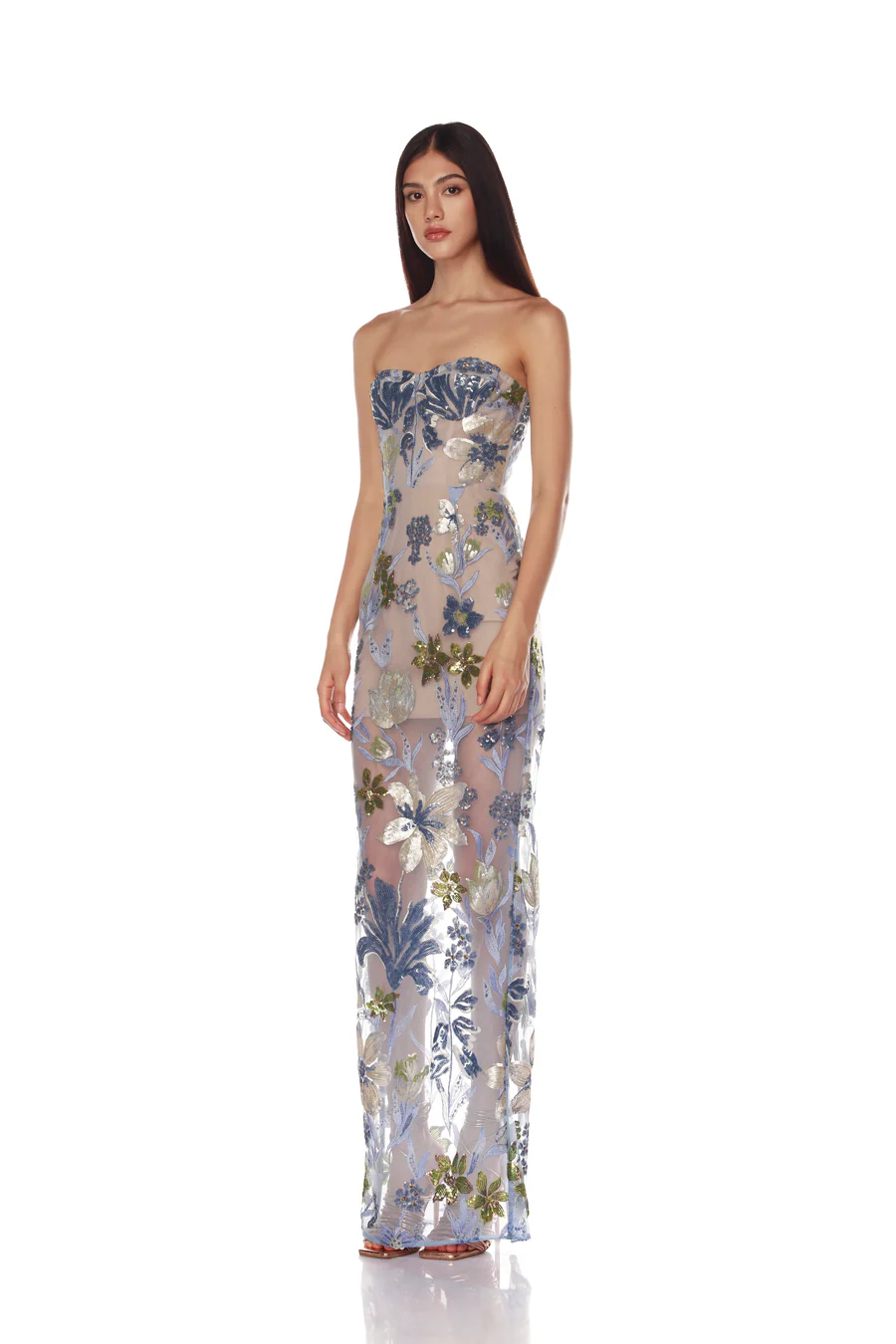 The Gilded Petal sheer Gown