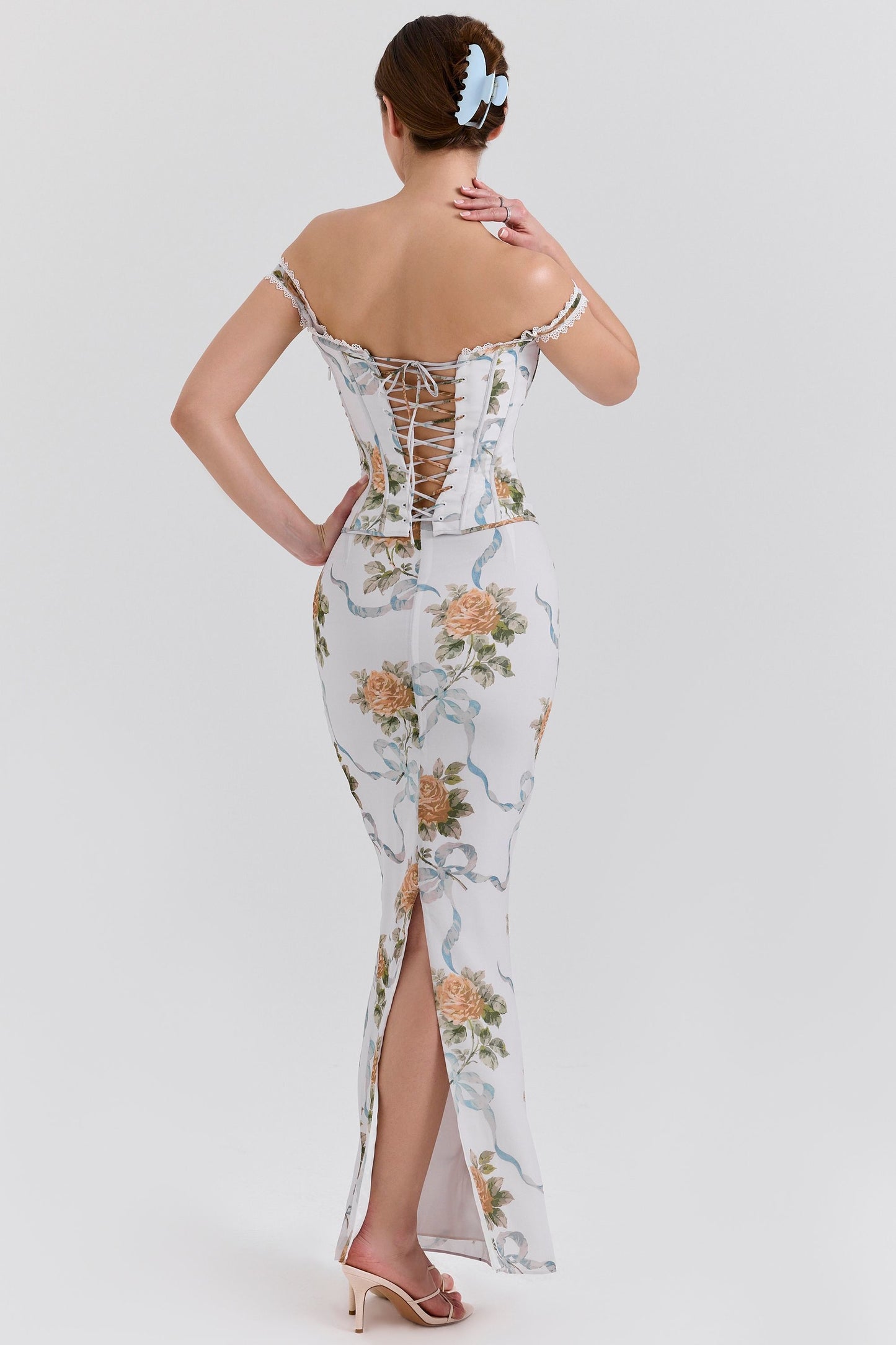 Vintage-Inspired Rose Floral Corset Gown