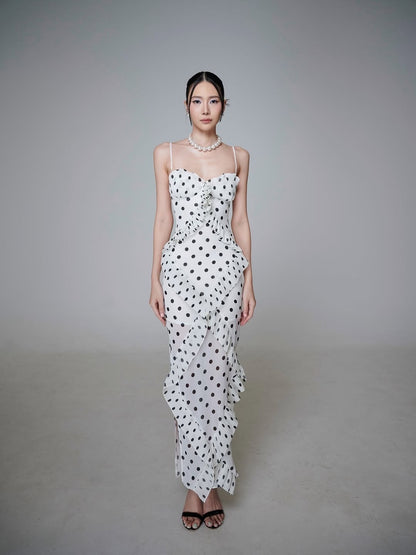 The Fluted Ruffle Column Gown with Corset Bodice