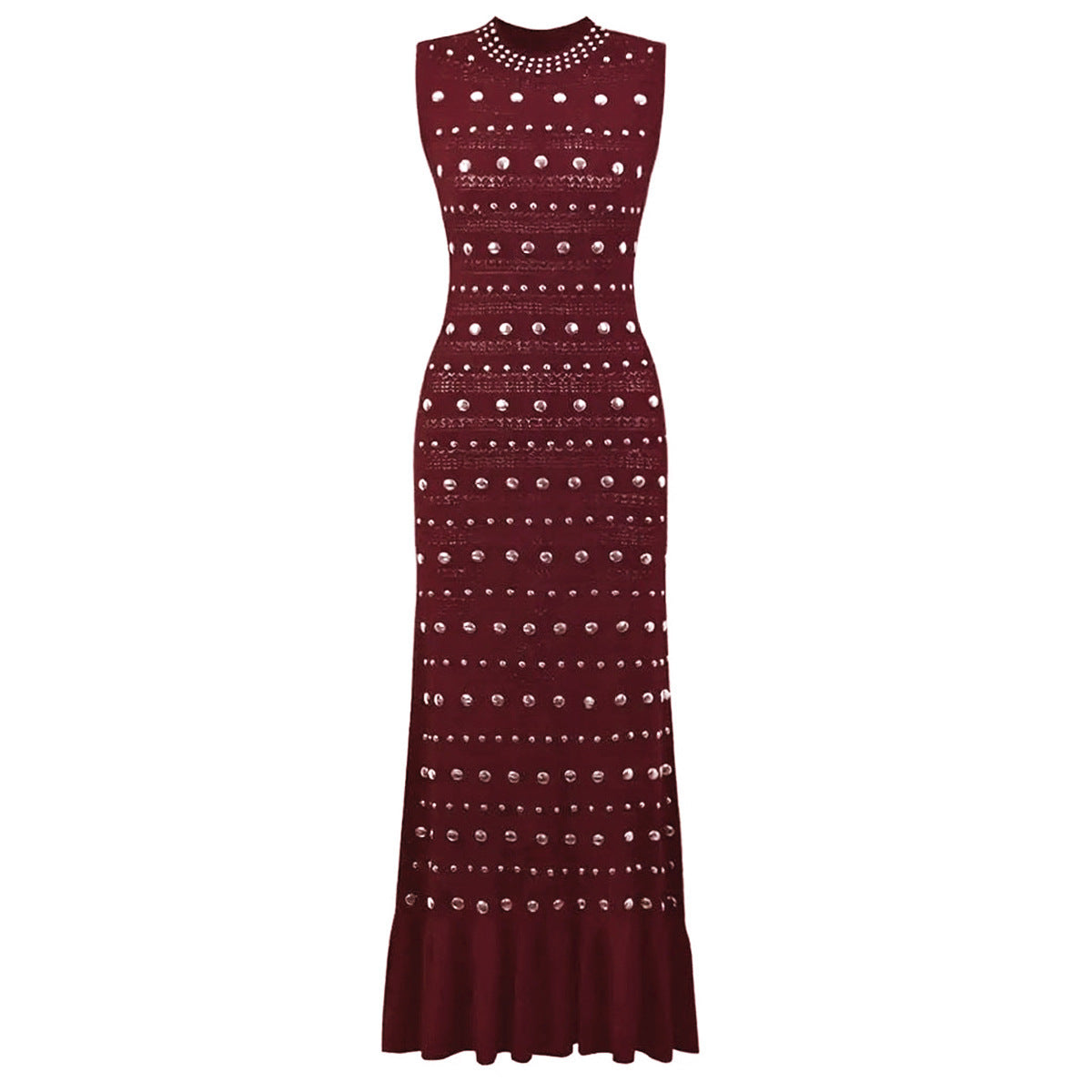 Studded Knit Column Gowns in Earthy Tones