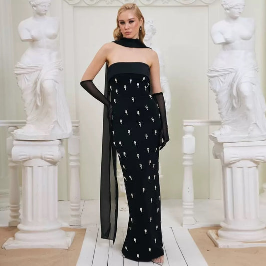 The Embellished Obsidian Gown