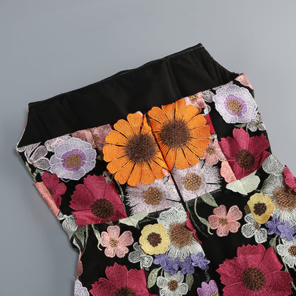 Enchanting Floral Embroidered Strapless Column Gown