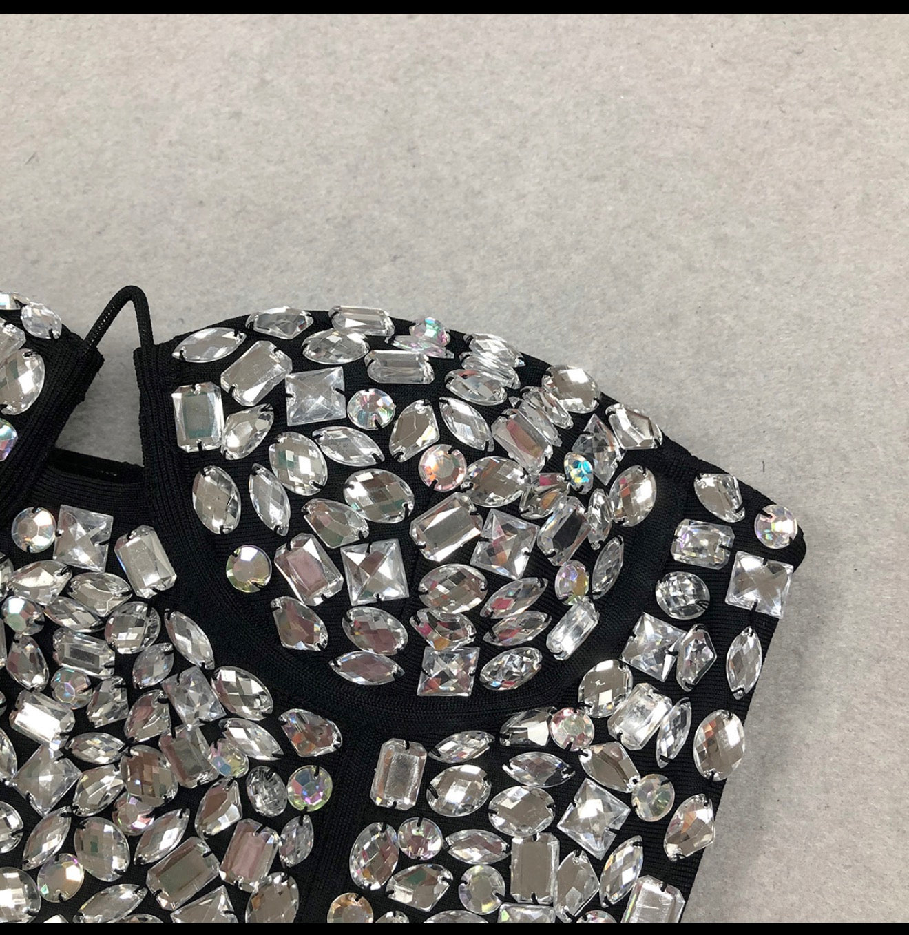 Radiant Crystal-Encrusted Strapless Corset Top